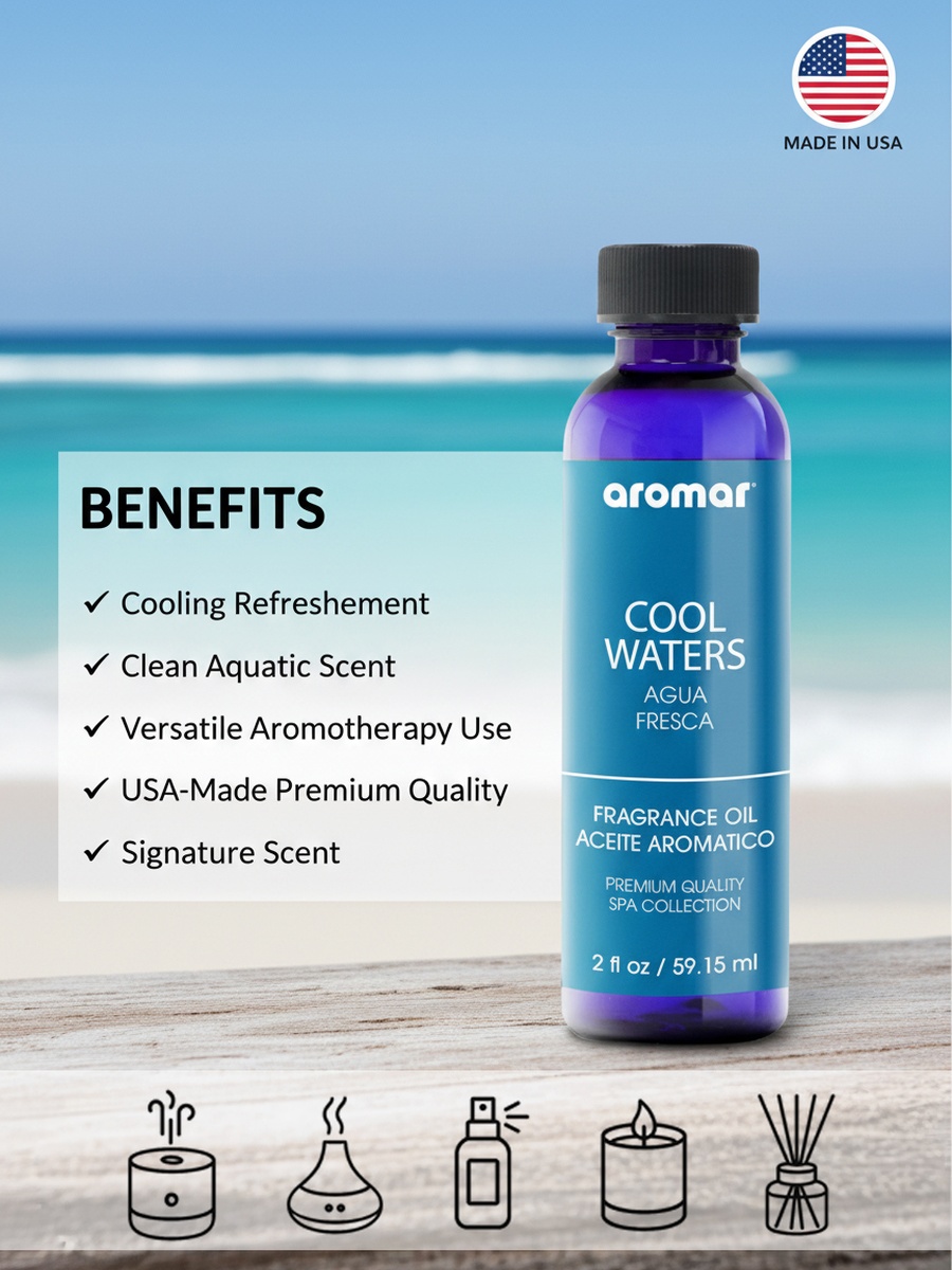 Spa Aromatic Oil Cool Waters Fragrance, 59.15Ml, Fresh Aqua-Inspired Essential Oil