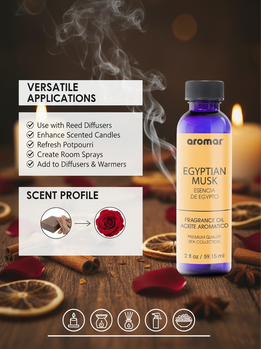 Spa Aromatic Oil Egyptian Musk Fragrance, 59.15Ml, Warm, Sensual and Earthy Essential Oil