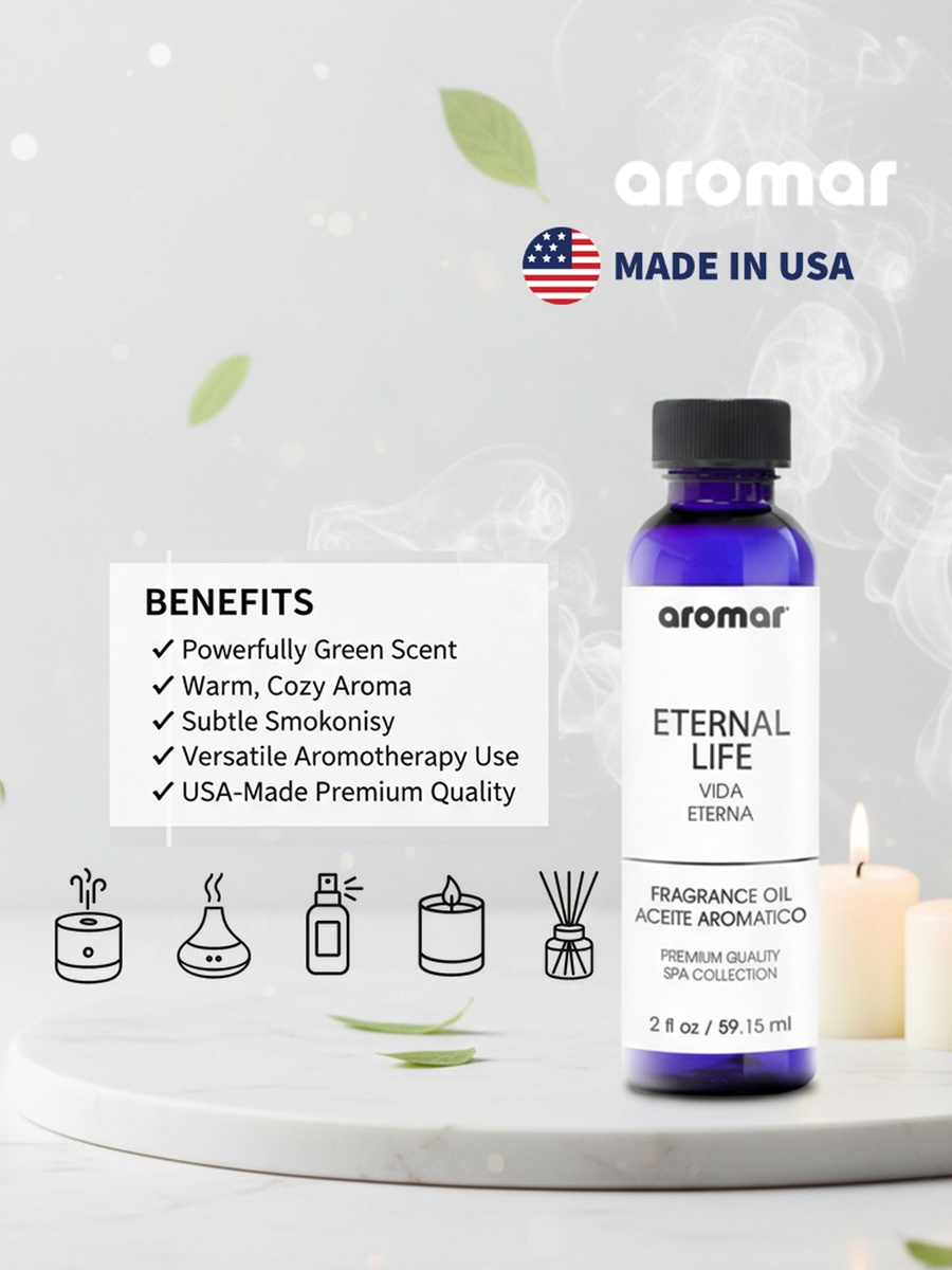 Spa Aromatic Oil Eternal Life Fragrance, 59.15Ml, Fresh, Uplifting and Spiritual Essential Oil For Diffusers