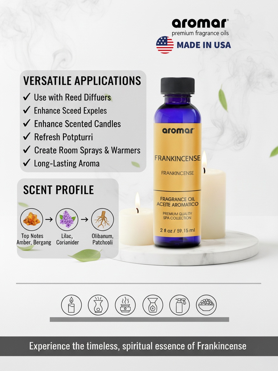 Spa Aromatic Oil Frankincense Fragrance, 59.15Ml, Sacred, Woody and Soothing Essential Oil