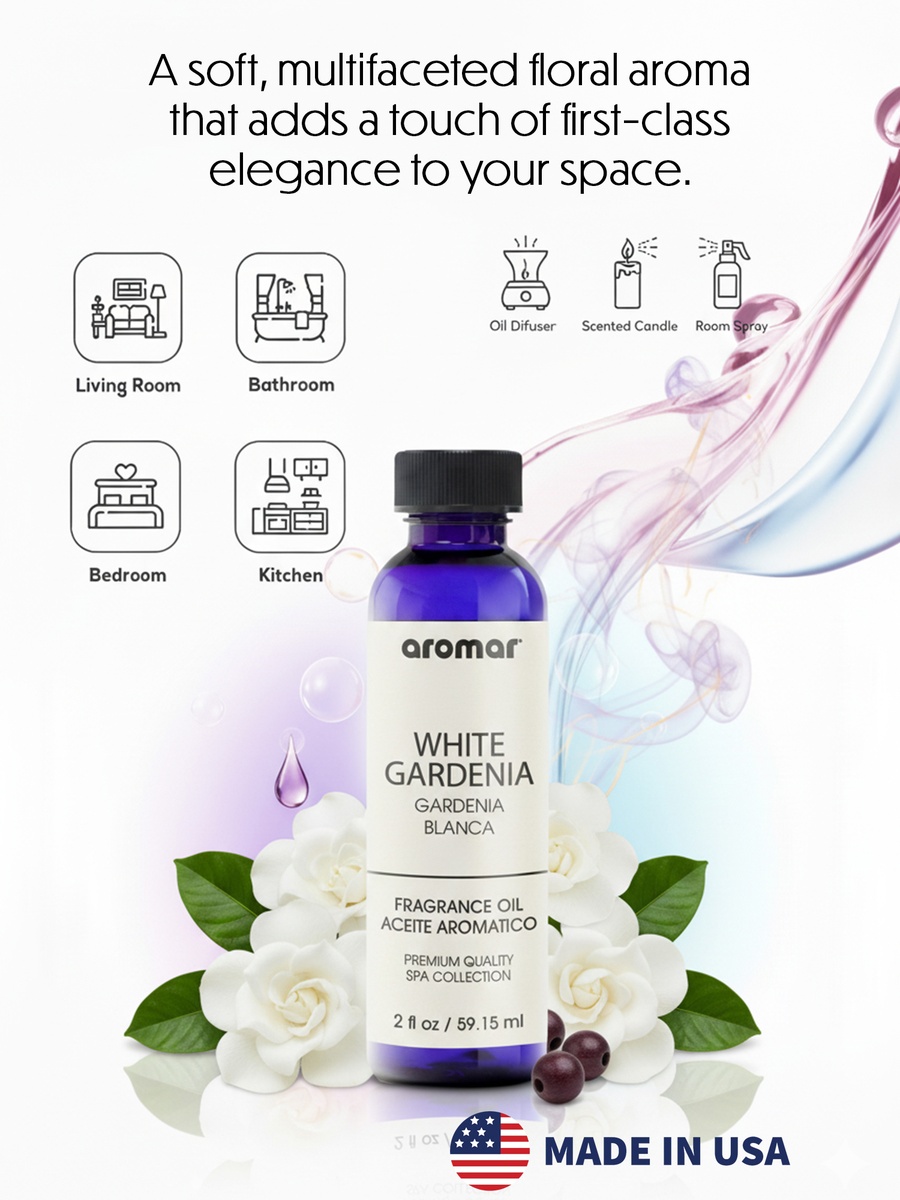 Spa Aromatic Oil White Gardenia Fragrance, 59.15Ml, Elegant Floral Essential Oil