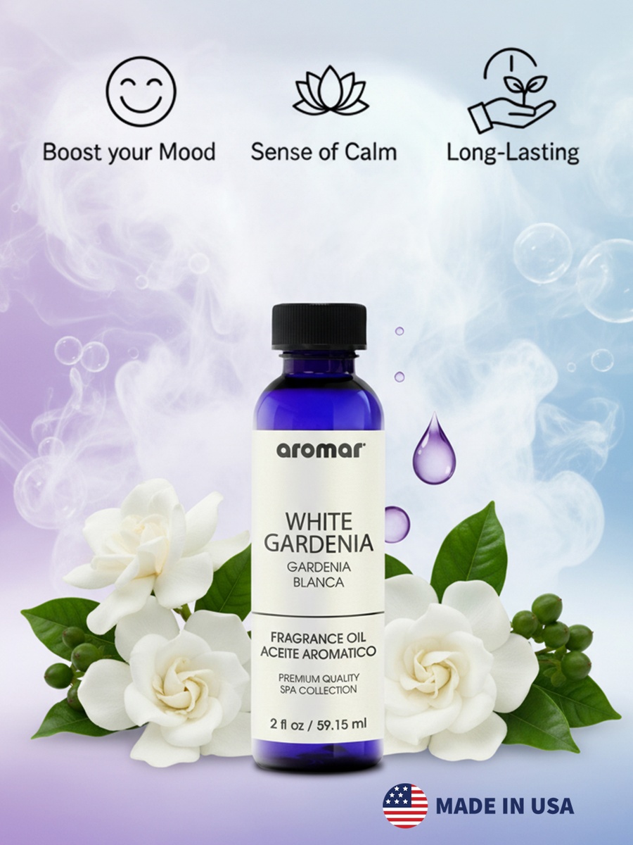 Spa Aromatic Oil White Gardenia Fragrance, 59.15Ml, Elegant Floral Essential Oil