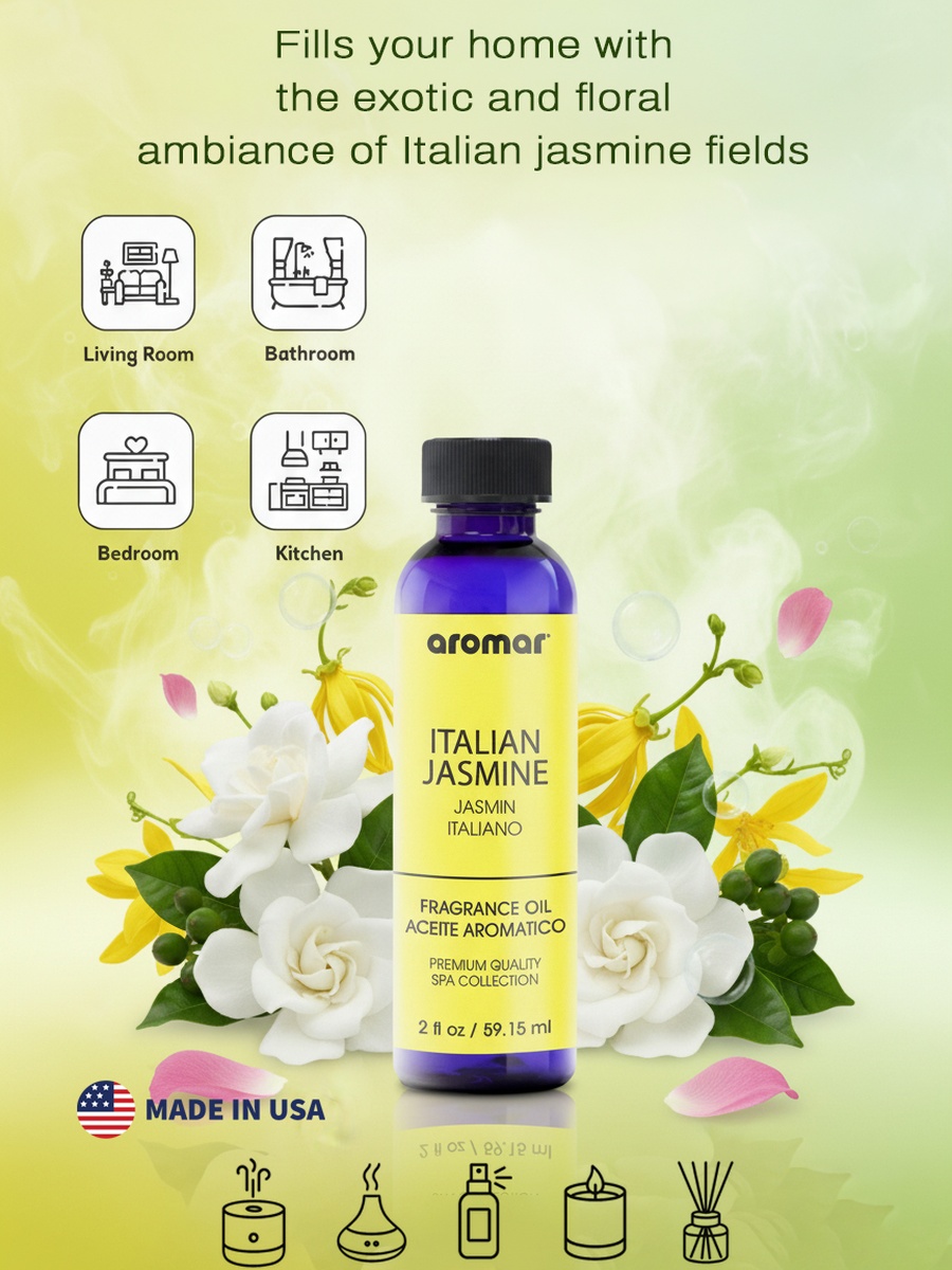 Spa Aromatic Oil Italian Jasmine Fragrance, 59.15Ml, Luxurious Floral Essential Oil