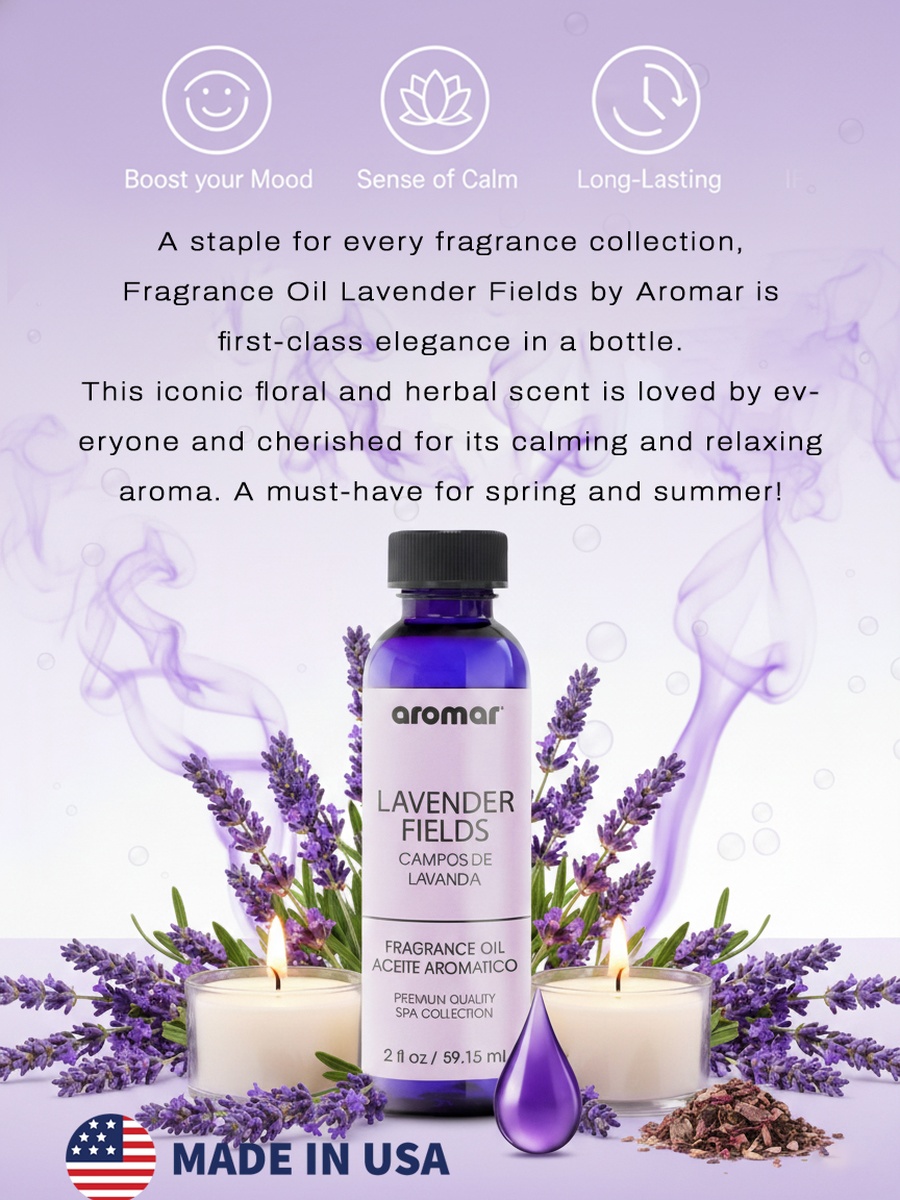 Spa Aromatic Oil Lavender Fields Fragrance, 59.15Ml, Relaxing Floral Essential Oil
