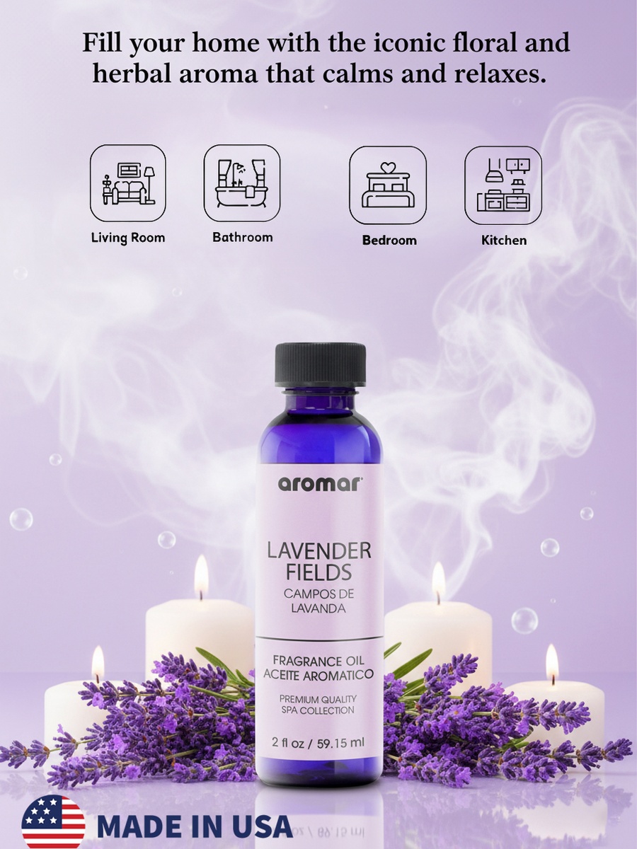 Spa Aromatic Oil Lavender Fields Fragrance, 59.15Ml, Relaxing Floral Essential Oil