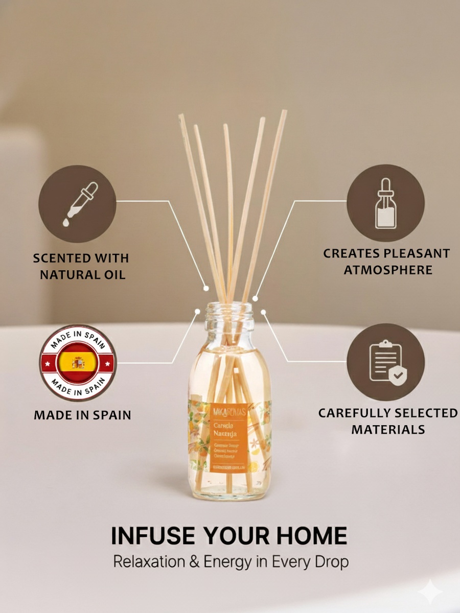 Reed Diffuser - Cinnamon and Orange Fragrance, 95Ml