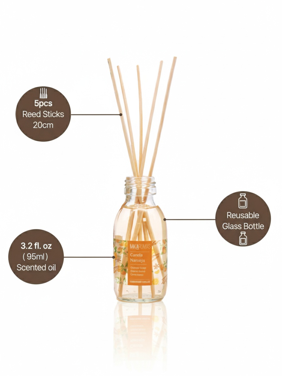 Reed Diffuser - Cinnamon and Orange Fragrance, 95Ml