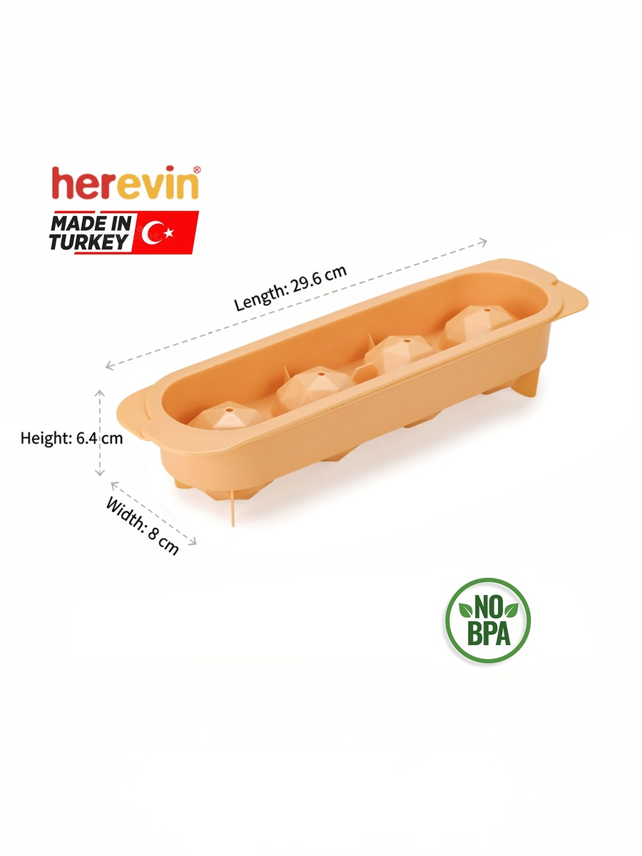 1-Piece Polypropylene 4 Hole Diamond Ice Cube Tray, BPA Free