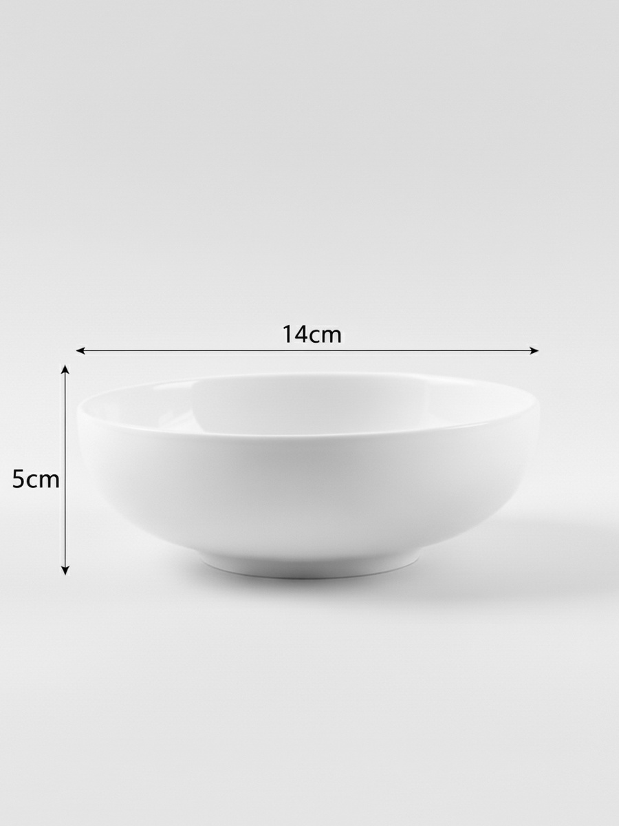 Set of  6 - EFE Bone China Bowl 5.5 Inch, Premium White Round Bowl (14 X 14 X 5 Cm)