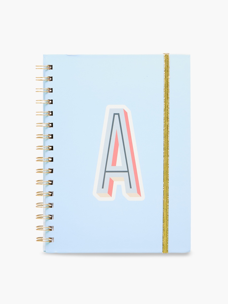 Initial A Print Notebook with Spiral Binding - 80 Pages