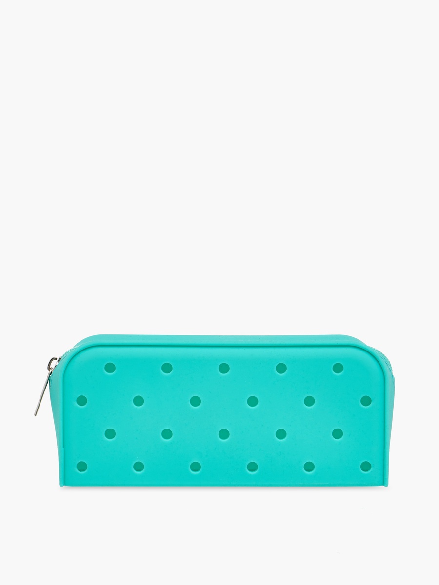Football Charm Accent Silicone Pencil Pouch with Zip Closure