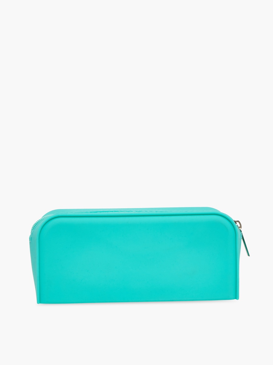 Football Charm Accent Silicone Pencil Pouch with Zip Closure