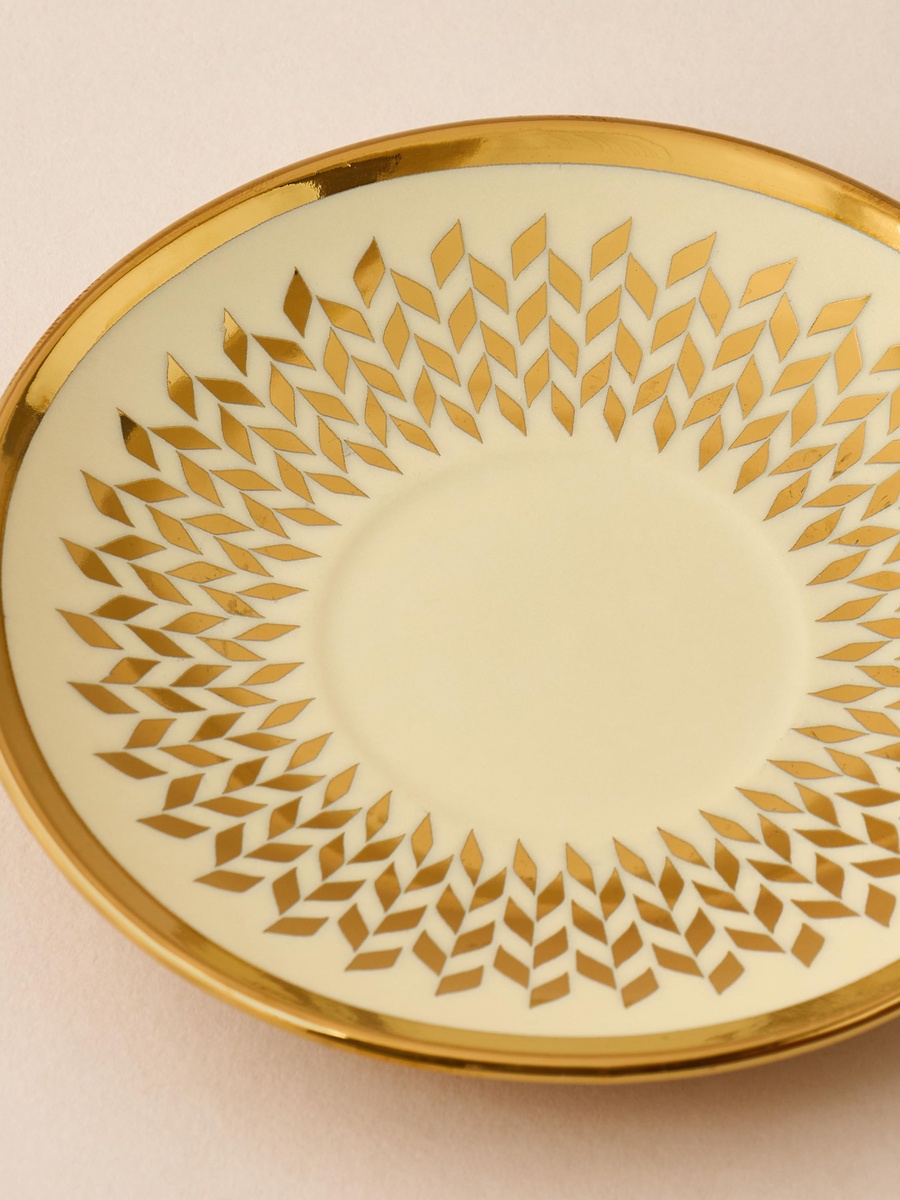 Palm Tree Print 12-Piece Porcelain Cup and Saucer Set - 90 ml