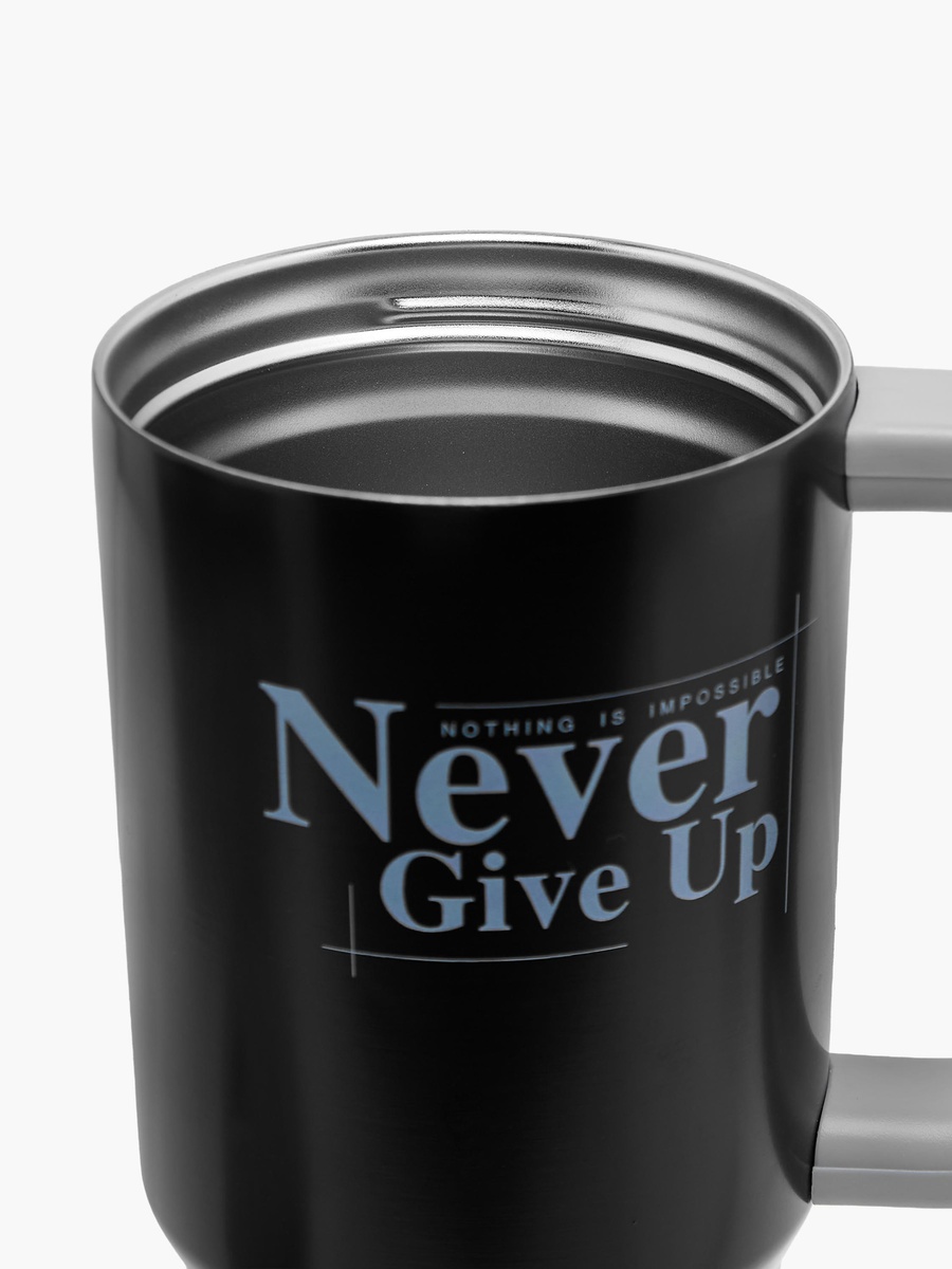 Slogan Print Stainless Steel Tumbler with Straw
