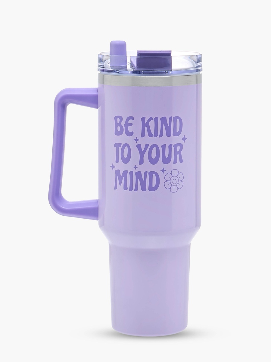 Printed Stainless Steel Double Wall Tumbler with Straw and Cap - 1200 ml