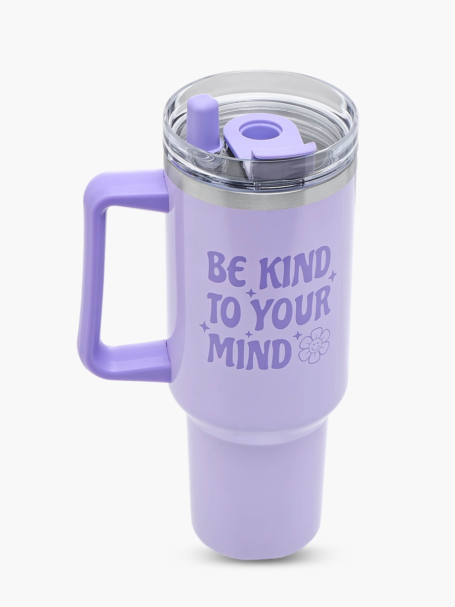 Printed Stainless Steel Double Wall Tumbler with Straw and Cap - 1200 ml