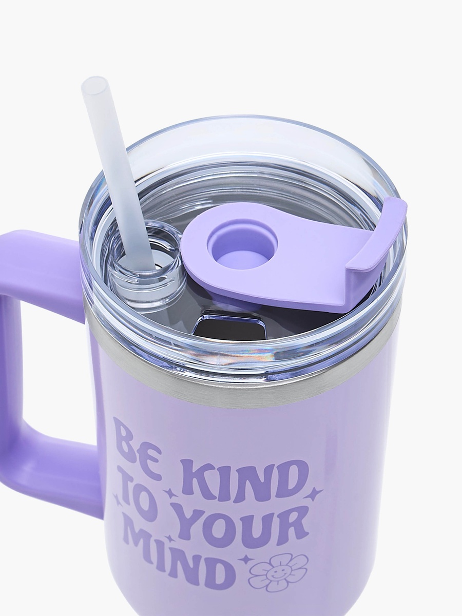 Printed Stainless Steel Double Wall Tumbler with Straw and Cap - 1200 ml