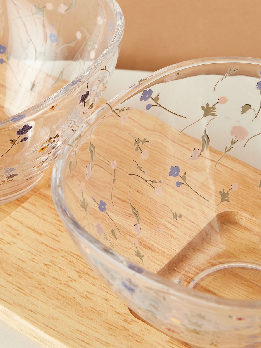 4-Piece Glass Bowl and Tray Set