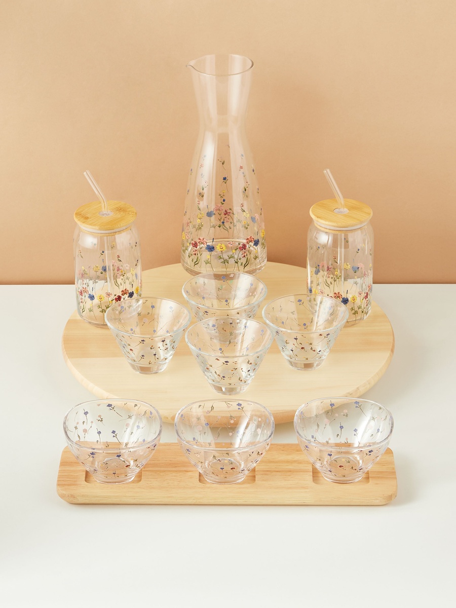 4-Piece Glass Bowl and Tray Set