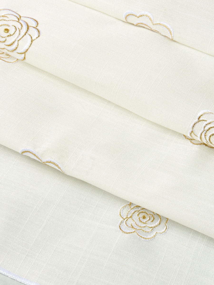 Embroidered Rose Table Runner - 33x180 cm