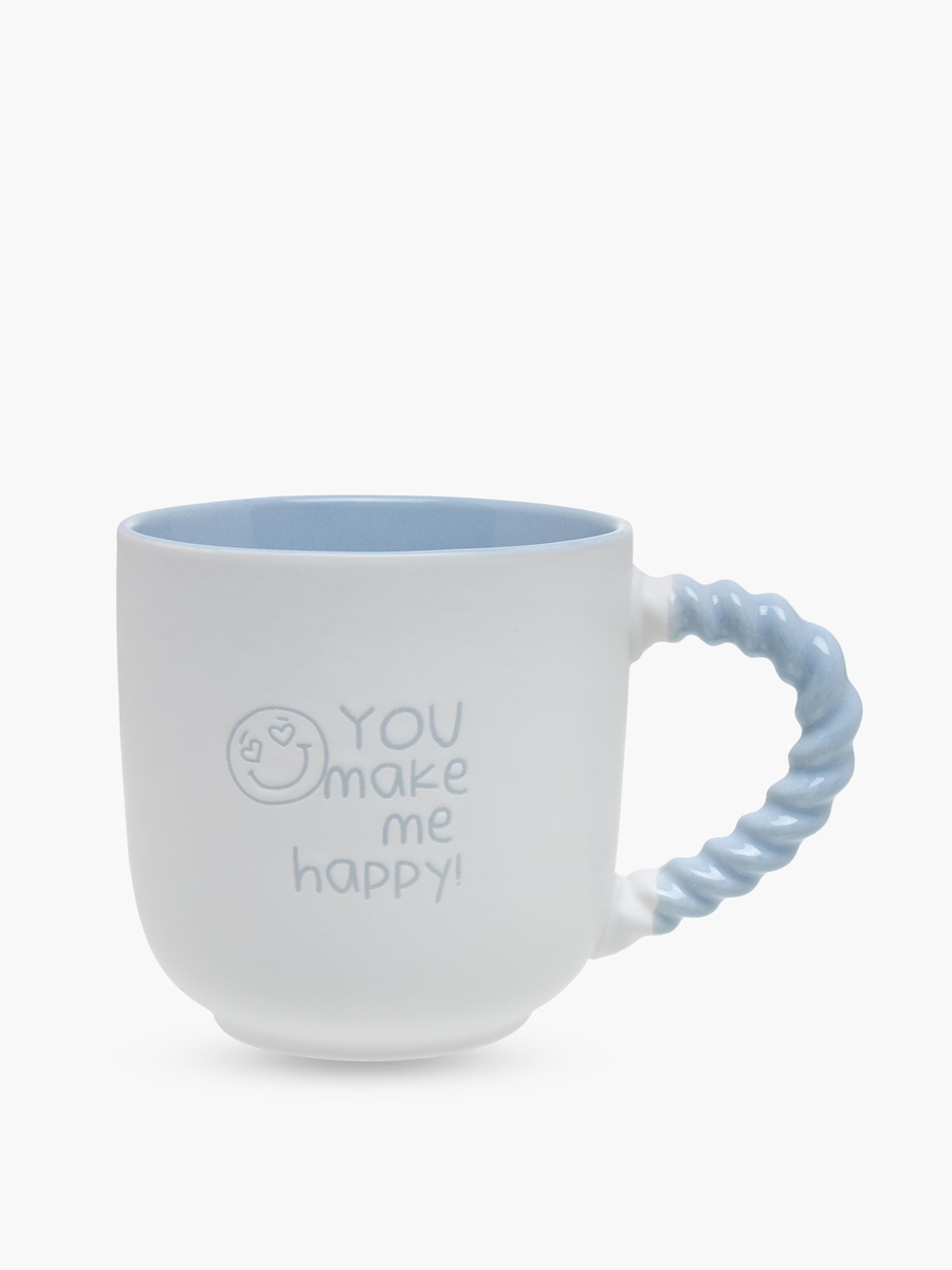 Slogan Print Bone China Mug with Twisted Handle - 510 ml