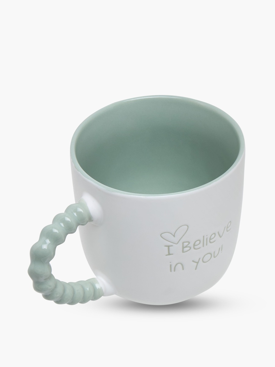 Slogan Print Bone China Mug with Twisted Handle - 510 ml