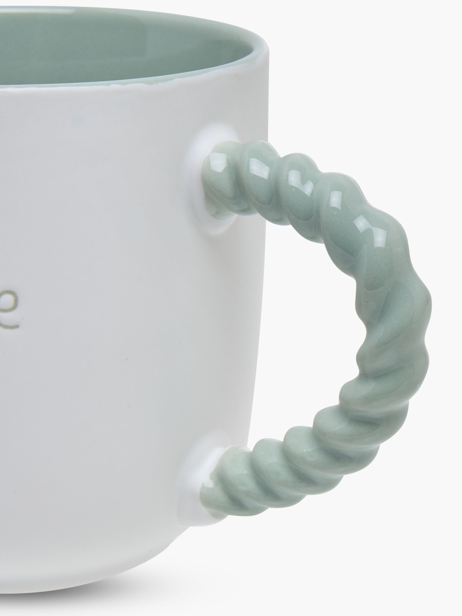 Slogan Print Bone China Mug with Twisted Handle - 510 ml