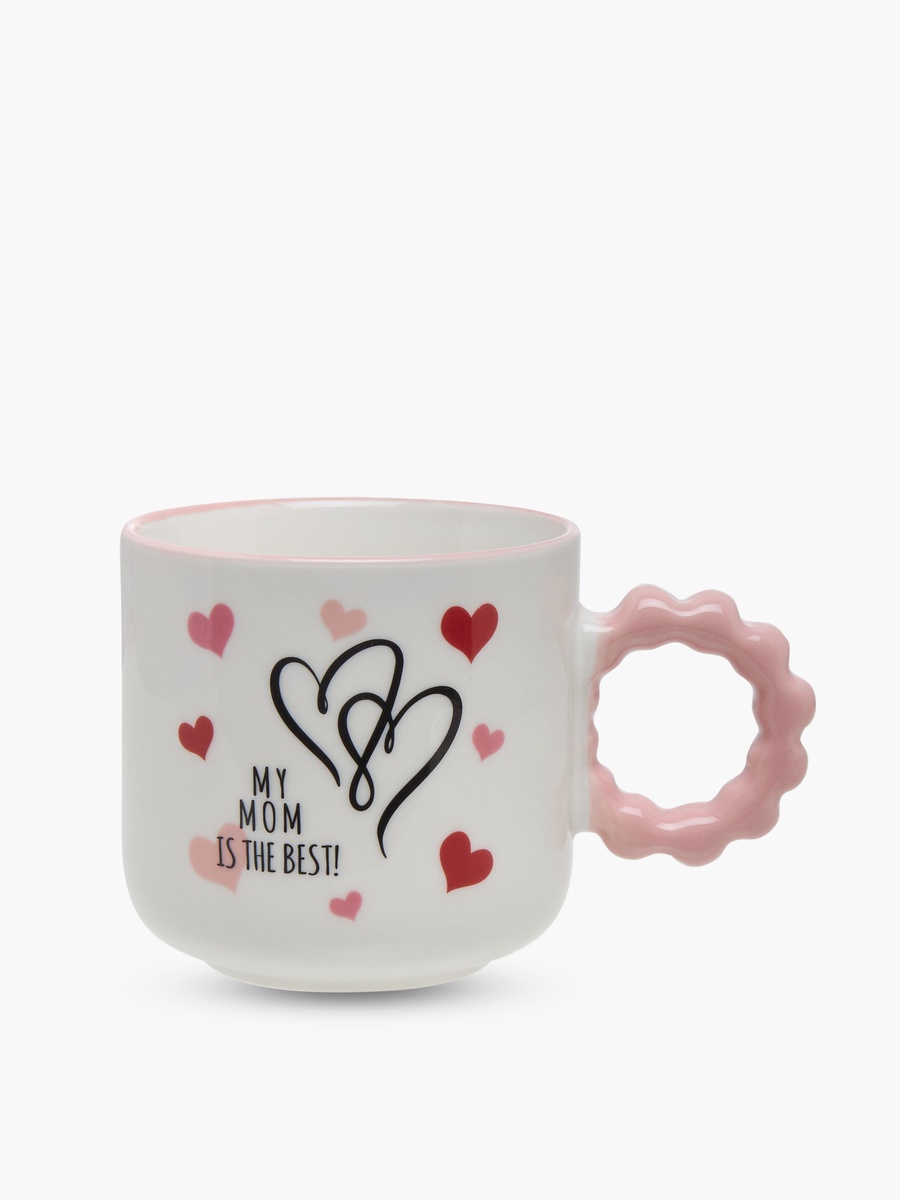 Slogan Print Bone China Mug with Twisted Handle - 320 ml