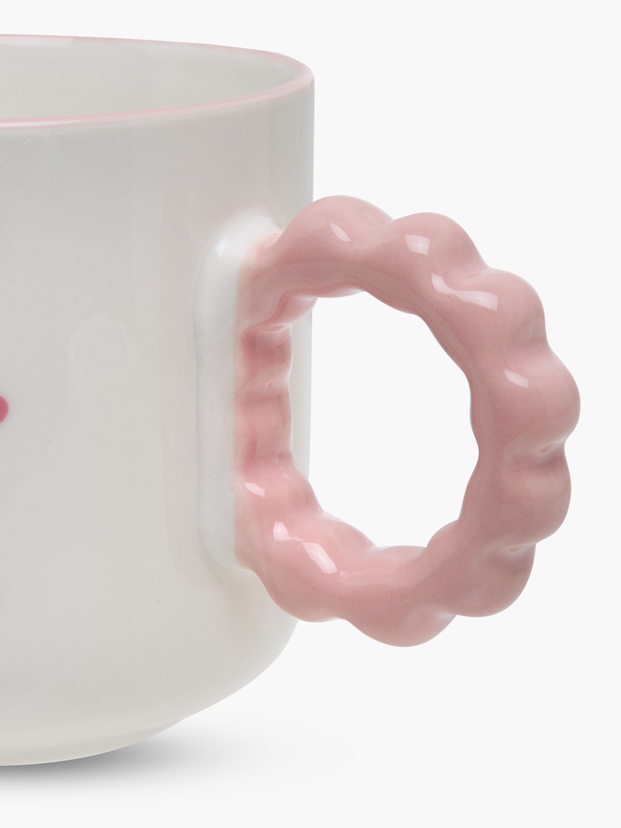 Slogan Print Bone China Mug with Twisted Handle - 320 ml