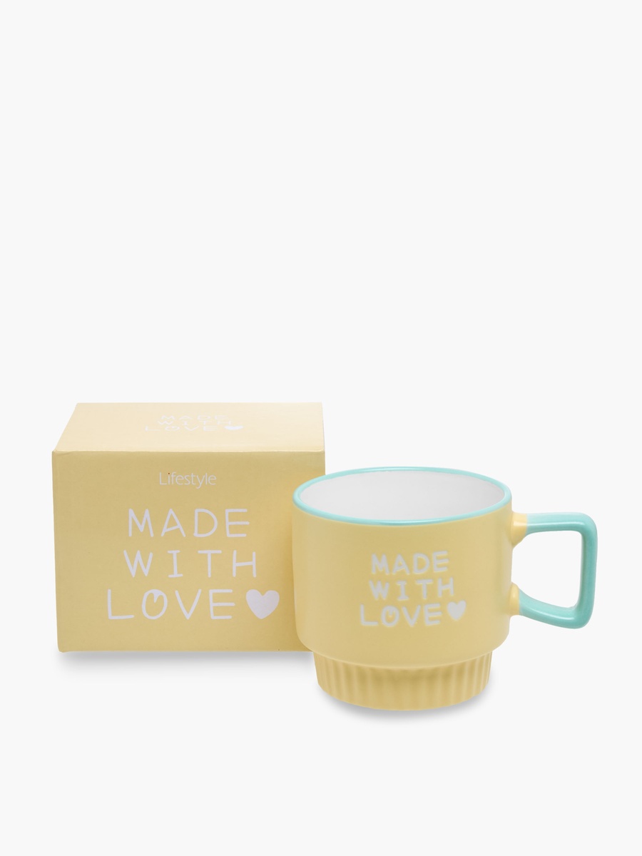 Slogan Print Bone China Mug with Handle