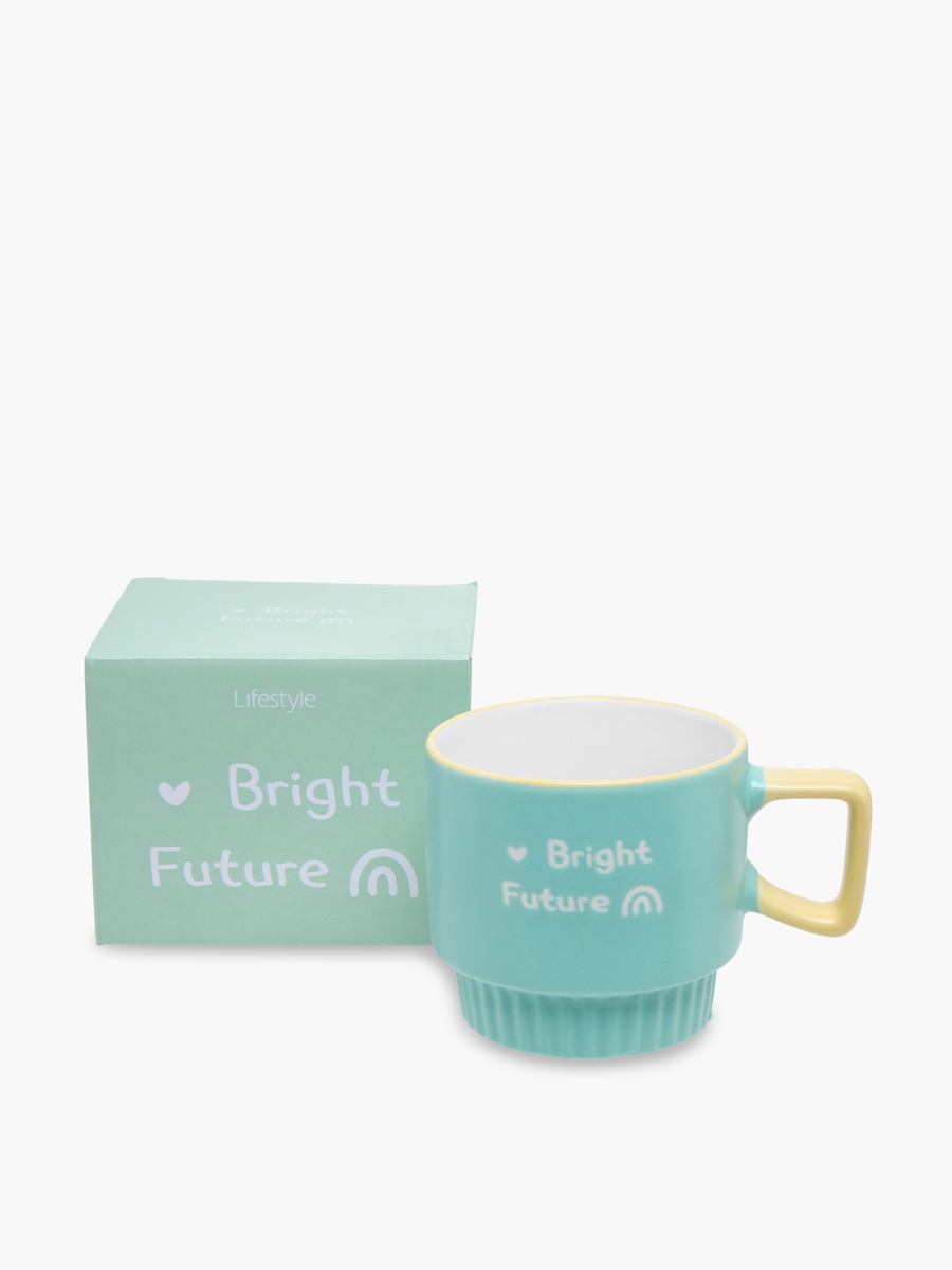 Slogan Print Bone China Mug with Handle