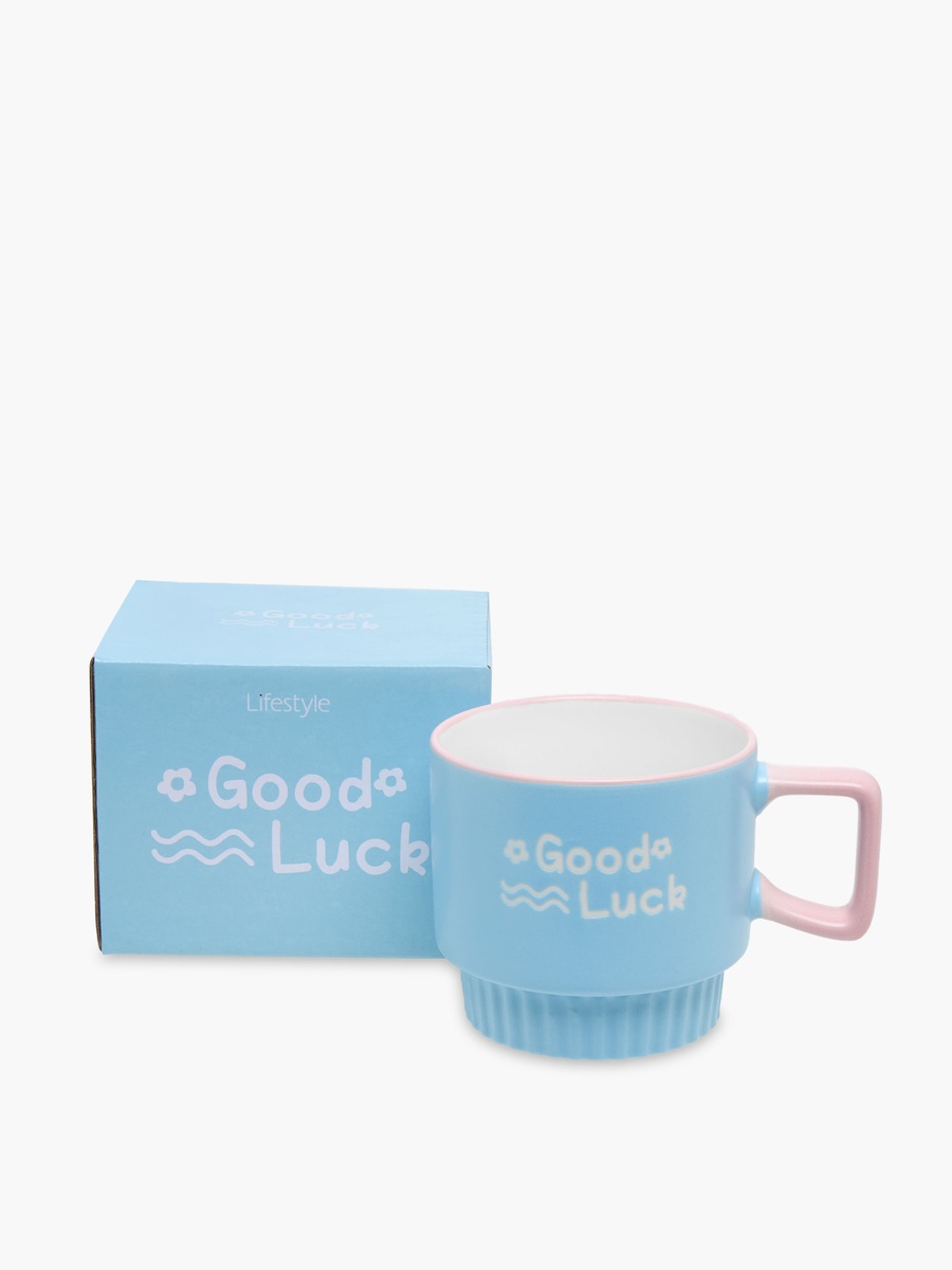 Slogan Print Bone China Mug with Handle