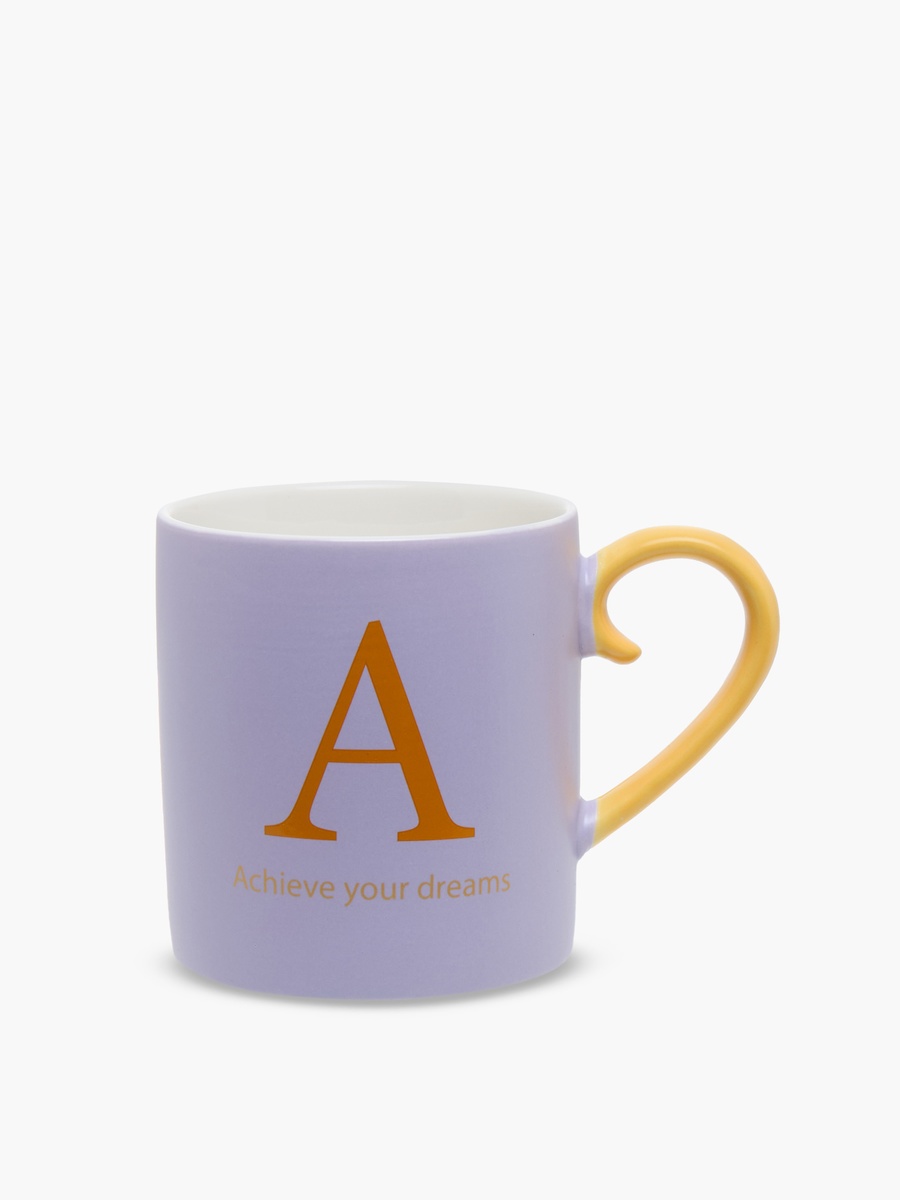 Slogan Print Bone China Mug with Initial A