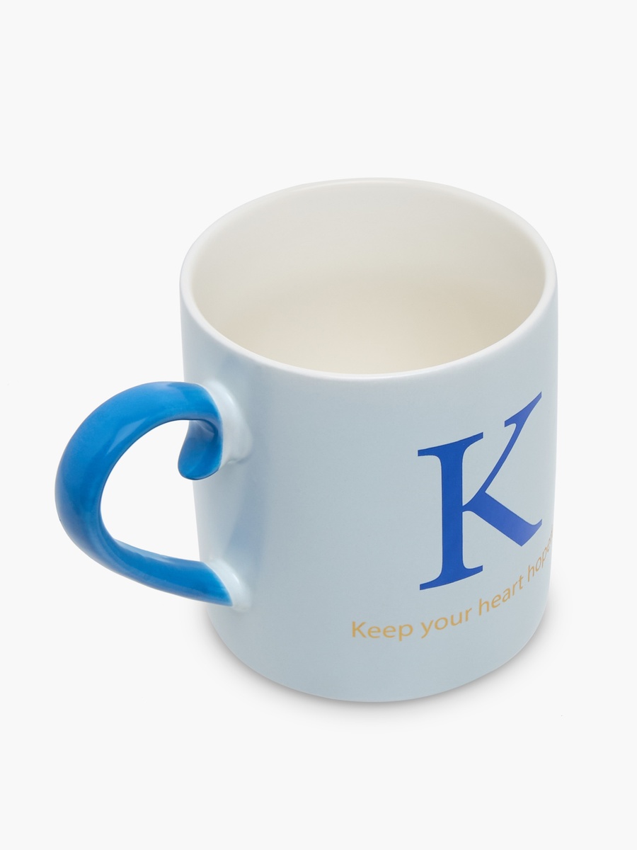 Slogan Print Bone China Mug with Initial K