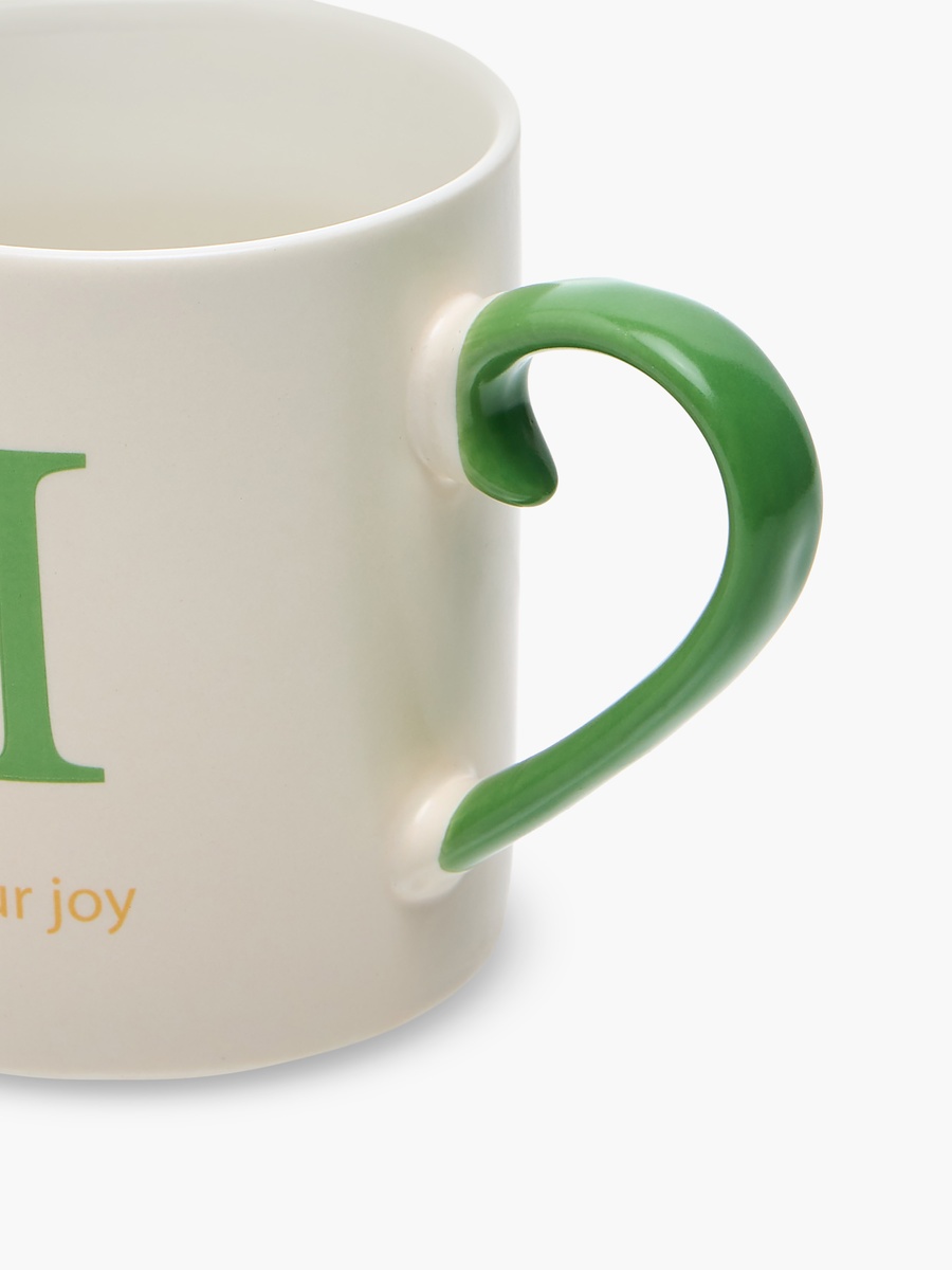 Slogan Print Bone China Mug with Initial M