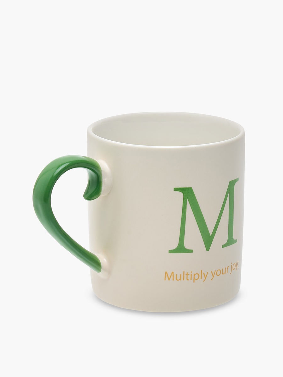 Slogan Print Bone China Mug with Initial M