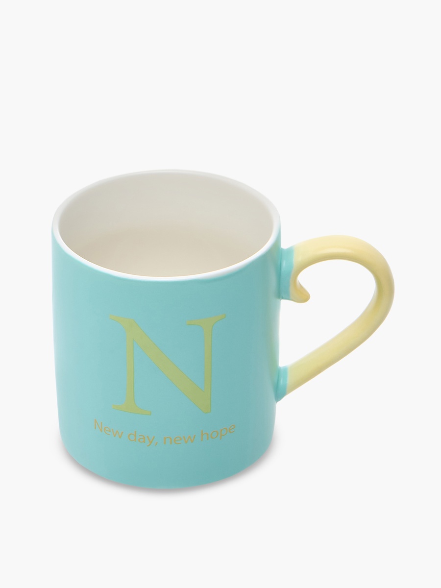 Slogan Print Bone China Mug with Initial N
