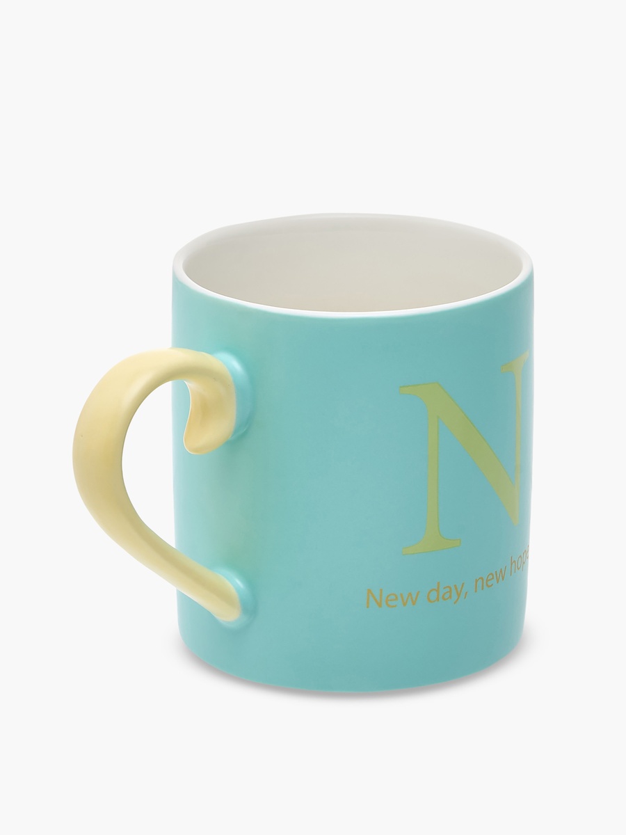 Slogan Print Bone China Mug with Initial N