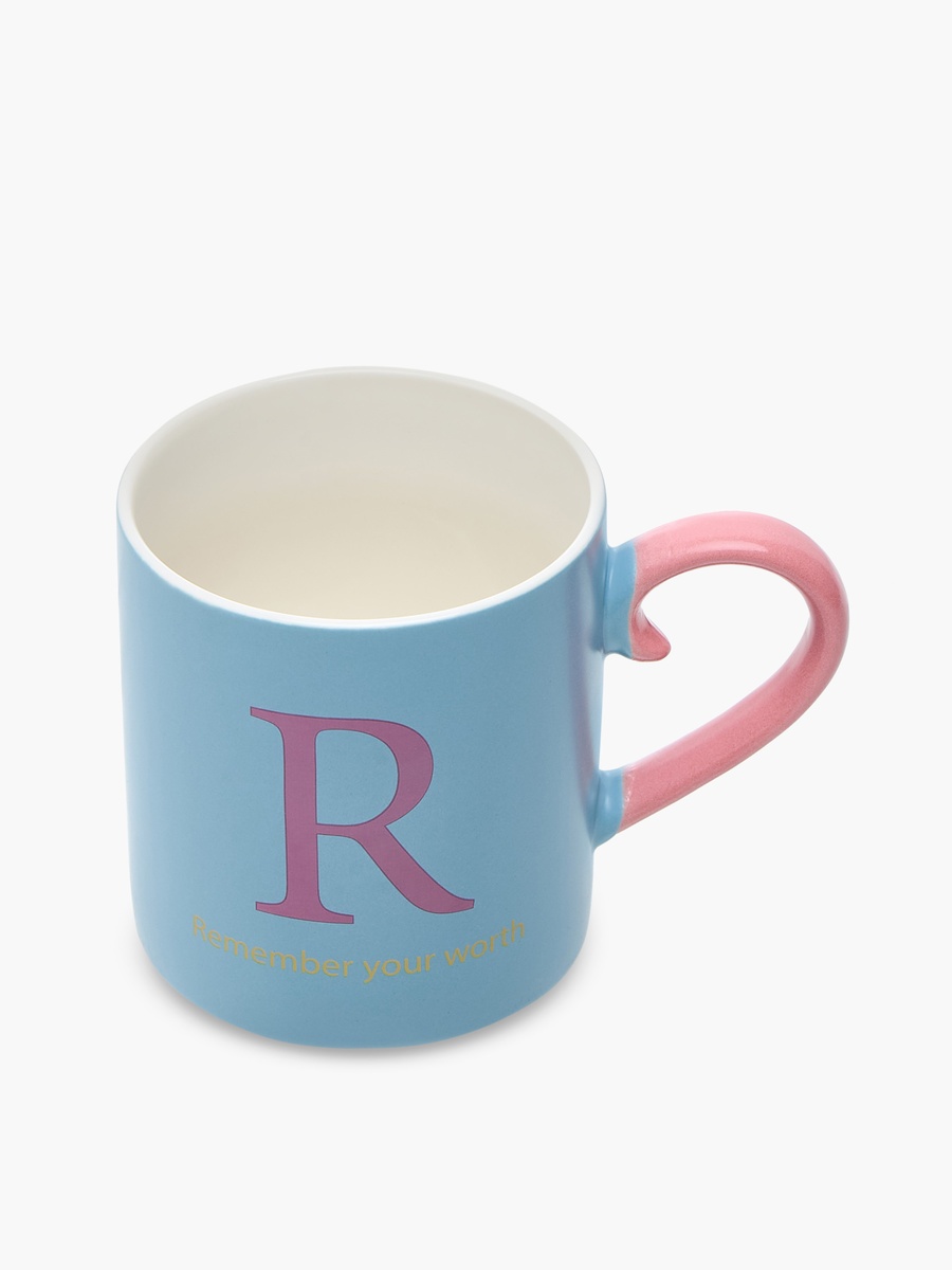 Slogan Print Bone China Mug with Initial R