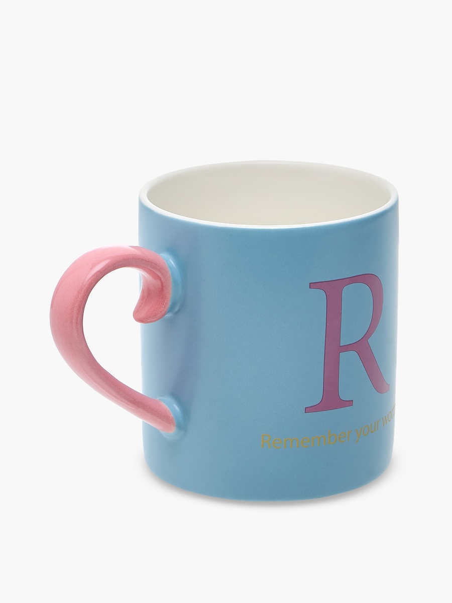 Slogan Print Bone China Mug with Initial R