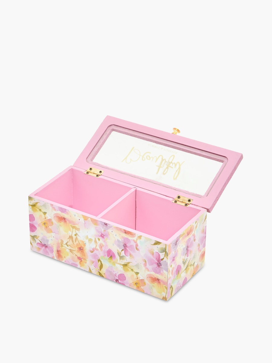 2-Compartment Jewellery Organizer with Floral Print  - 22x10x10 cm