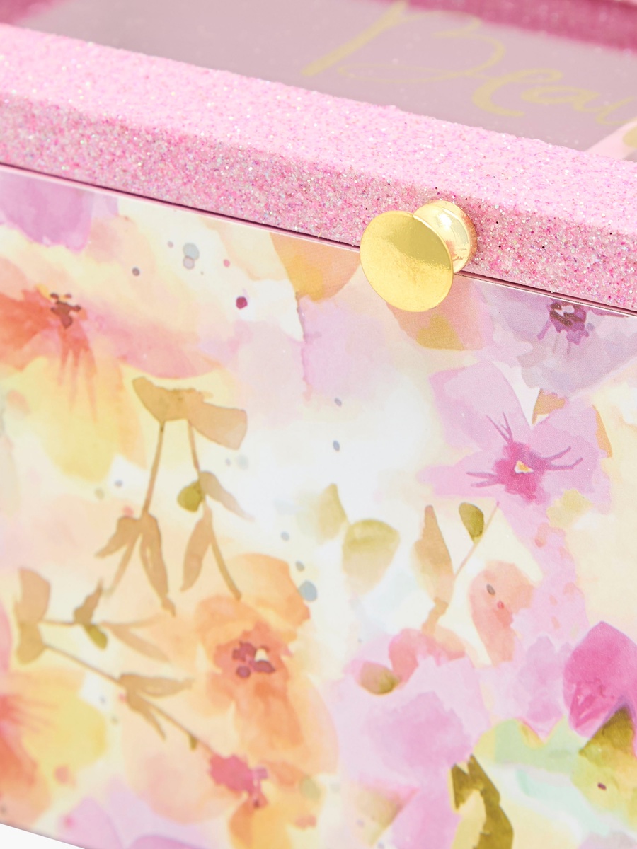 2-Compartment Jewellery Organizer with Floral Print  - 22x10x10 cm