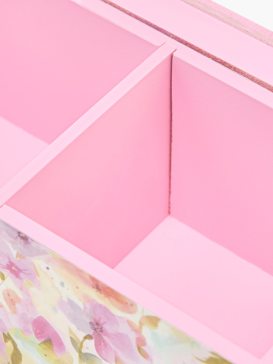 2-Compartment Jewellery Organizer with Floral Print  - 22x10x10 cm