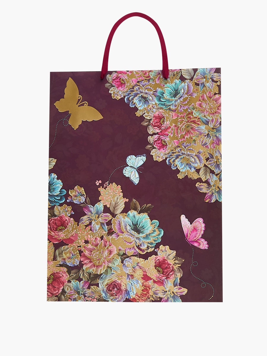 Butterfly and Flower Print Paper Gift Bag - Extra Large