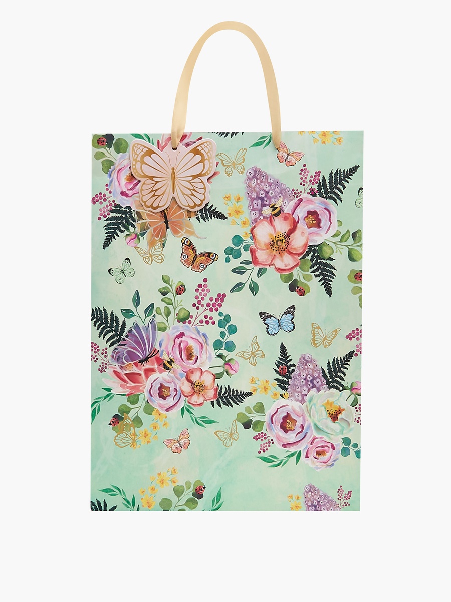 Floral Print Paper Gift Bag - Large