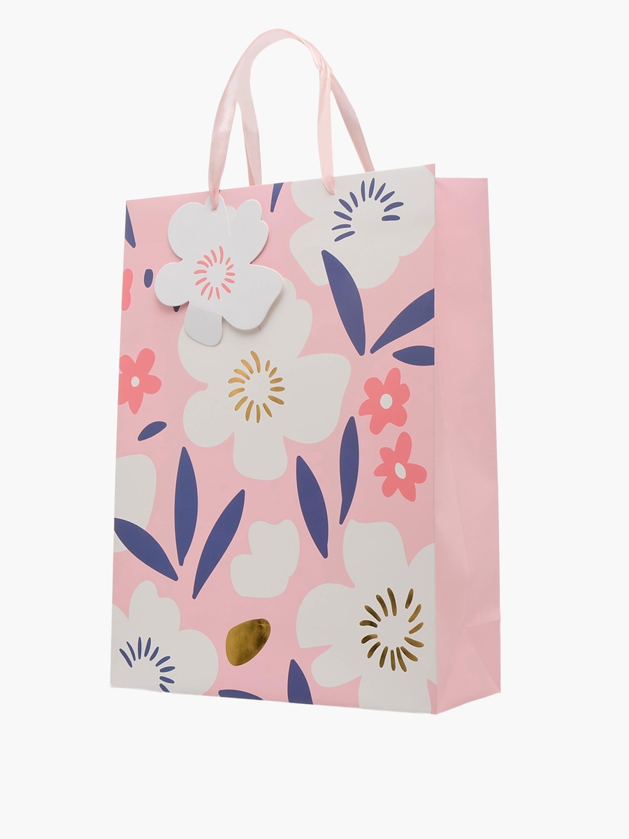 Floral Print Paper Gift Bag - Large