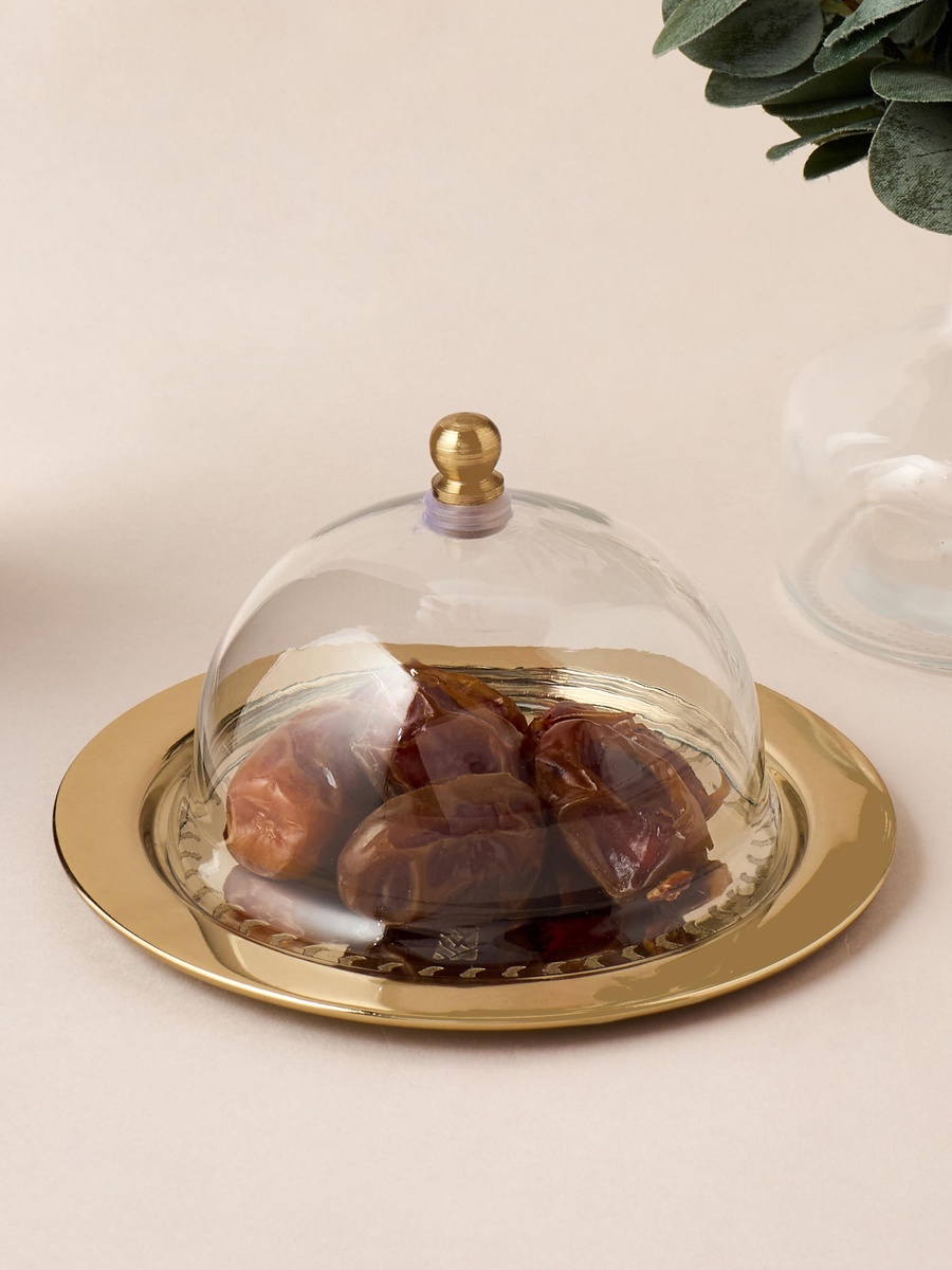 Palm Tree Embossed Date Tray with Lid - 17 cm