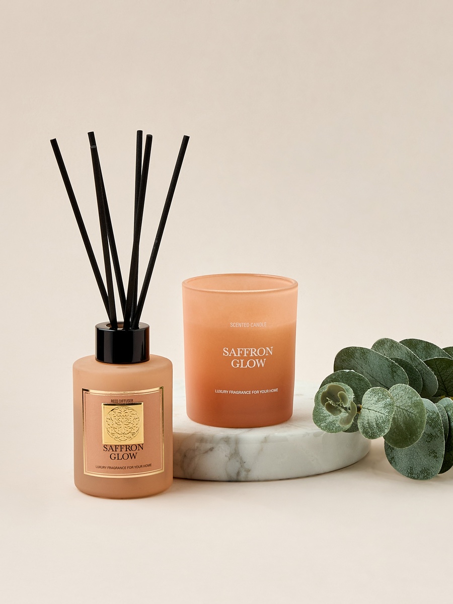 Saffron Glow Scented Reed Diffuser and Jar Candle Set