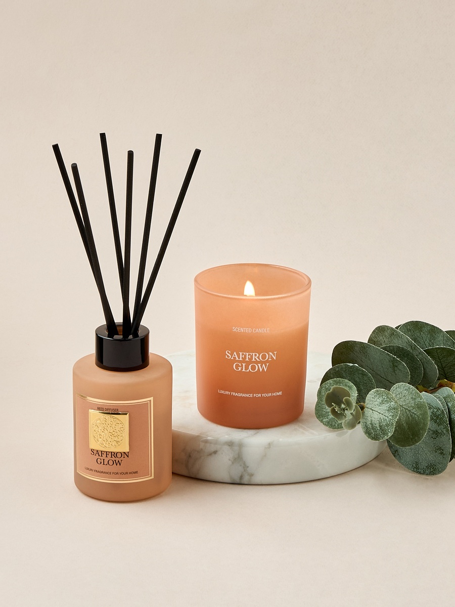 Saffron Glow Scented Reed Diffuser and Jar Candle Set