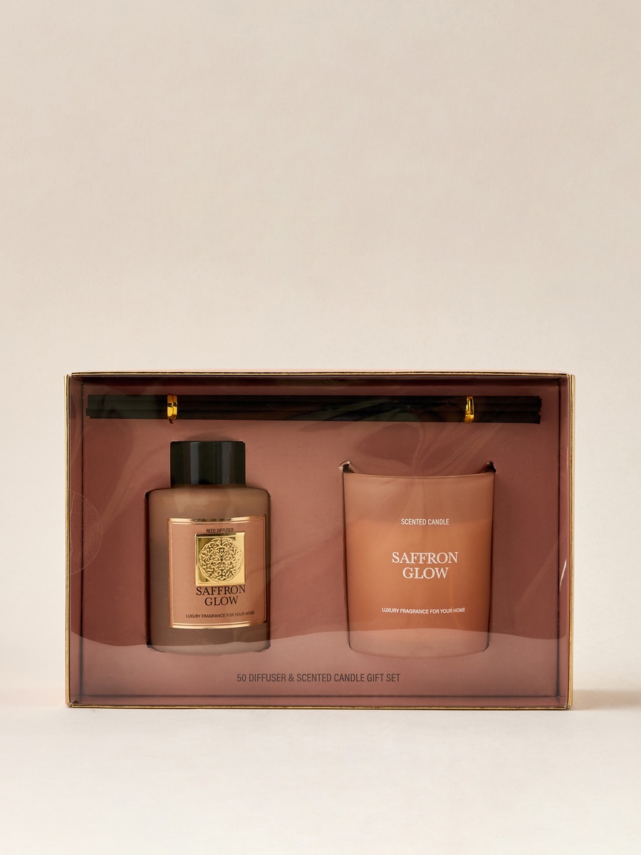 Saffron Glow Scented Reed Diffuser and Jar Candle Set